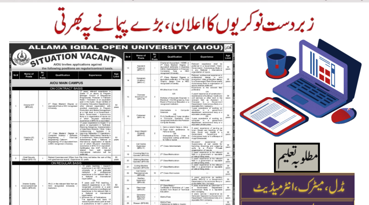 Allama Iqbal Open University Jobs 2024